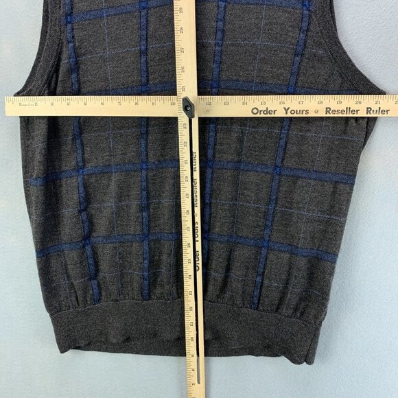 Brooks Brothers Mens Sweater Vest Extra Large Pullover Merino Wool Gray Blue - Picture 9 of 12